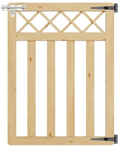 INMOZATA Garden Gate Wooden Pedestrian Gate with Gate Lock and Hinge, 3ft Wide x 4ft High (90cm Wide*120cm High)
