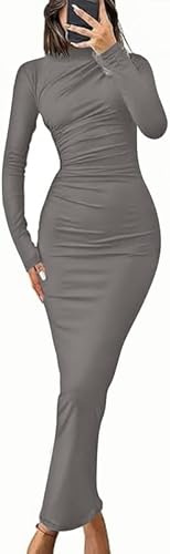Haibang Damklänning elegant långärmad bodycon-klänning lång sexig klänning bodycon maxi stretch klänning cocktailklänning för ceremoni kväll fest klubb fest klubb casual
