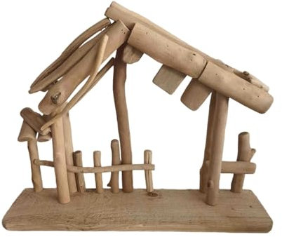 perfk Weihnachtsdekoration, Krippe, Holzstall, stabil, rustikales Ornament, Krippenstall für den Schreibtisch, Zuhause, Schlafzimmer, Weihnachtskrippe, Büro