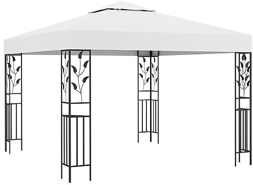 ShGaxin Lusthus, trädgårdspaviljonger, trädgårdspergolor, trädgårdstält, utomhustält, utomhustält, trädgårdstält, vit 3 x 3 m 180 g/m²