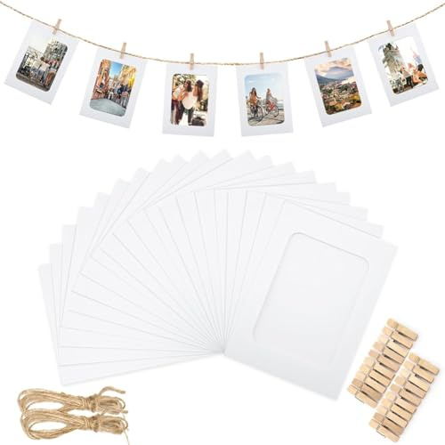Jrifedptry 50 cornici di carta per foto da 10 x 15 cm, kit fai da te in cartone da appendere per casa, ufficio, scuola