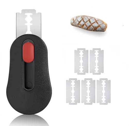 Kiuiom Taglierina per Pane Bread Lame,Taglierino per Pane,Coltello da Pane,Lama Pane Con 5 Lame, Per Modelli Di Pasta da Panettiere,Coltello per Segnare,Intagliare Modelli di Pane Crudo