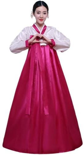 Luxylei Ensemble Hanbok Traditionnel Coréen pour Femmes, Robe Hanbok Coréenne, Costume De Danse Folklorique Coréenne À Manches Longues, Robe Colorée, Costume De Cosplay