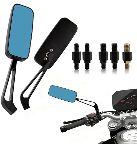 Specchietto retrovisore per moto, specchietto laterale per Moto da 8 mm/10 mm, con bullone M18/M10, adatto per Sportster, Chopper, Bobber, Touring, Cruiser, Moto da strada (Blu)
