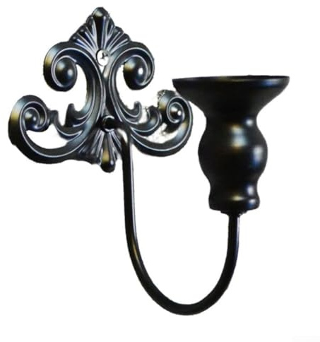 Decorative Vintage Iron Wall Candle Holder, Sturdy Wall-Mounted Sconce For Tealights Or Small Pillar Candles, Perfect For Living Room, Dining Room(Is black)
