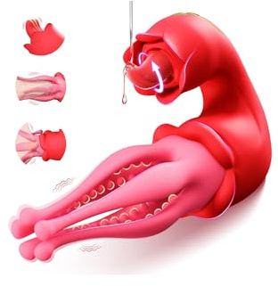 Tentacle Vibrators Tongue Sex Toys for Woman Rose Adult Toys 3 in 1 Thrusting Vibrator Nipple Clitoral Stimulator 7 Licking & Swing Anal Vibrating Penis Vibrator Sex Toyscouples for Couples Men Women