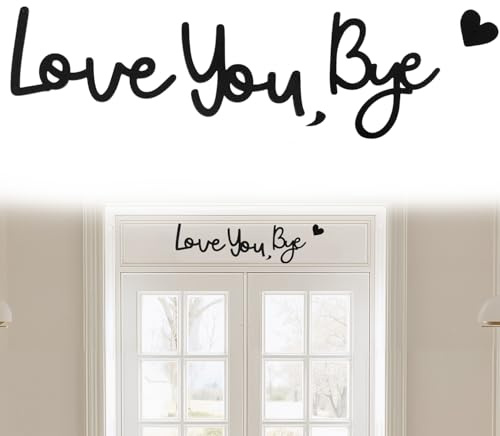 Love You Bye Above Door Sign, Black Wooden Script Letters for Wall Decor Above Door Hallway & Entryway, Modern Word Sign for Bedroom, Living Room, Home Decoration & Gifts