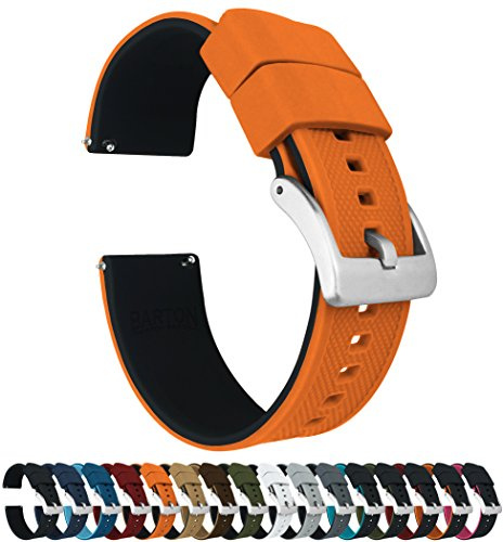 Barton Elite Silicone Watch Band, 20mm, Orange & Black