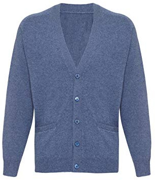 Lona Scott - Cardigan classico da uomo in puro cashmere denim XXX-Large
