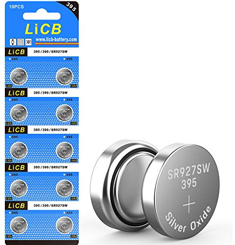 LiCB 10 Pack 395 SR927SW 399 Watch Battery,Long-Lasting & Leak-Proof,High Capacity Silver Oxide 1.55V Button Cell Batteries for Watch