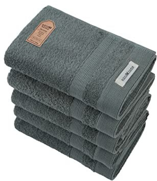 PandaHome Handtuch Set aus Baumwolle - 5 Handtücher - 100% Baumwolle Towel, Schnelltrocknend Weich Saugstark 500 g/m² (Ovilgrün)