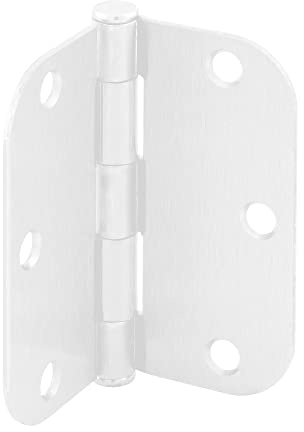 Prime-Line U 11508212 Door Hinge Residential Smooth Pivot, 3-1/2 In. x 3-1/2 In. with 5/8 In. Radius Corners, 3 Holes per Leaf with Screws, White Finish, .087 In. Gauge (12 Pack)