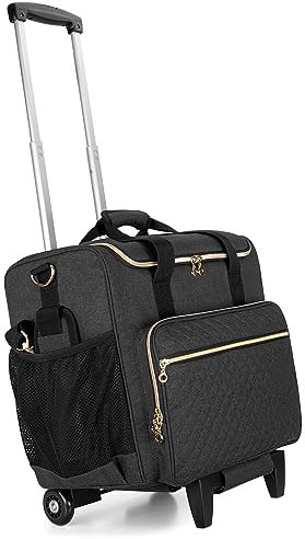 Luxja Borsa per Insegnante con Ruote, Borsa da Lavoro per Insegnanti con Trolley Staccabile (Solo Borsa), Nero