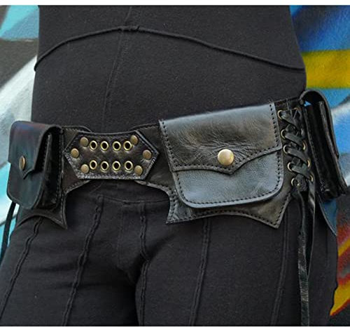 Steampunk-Hüftgürteltasche aus Leder, verstellbare Vintage-Beuteltasche, mittelalterliche Renaissance-Erwachsene, Wikinger, antiker Ritter, Pirat, Cosplay-Kostüm-Zubehör, viktorianisches Larp-Kostüm