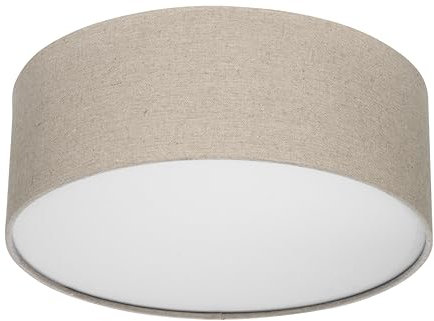 REV LED Deckenleuchte - Deckenlampe Schlafzimmer, Wohnzimmer & Küche rund 30cm mit Stoff-Lampenschirm im Vintage-Look, taupe