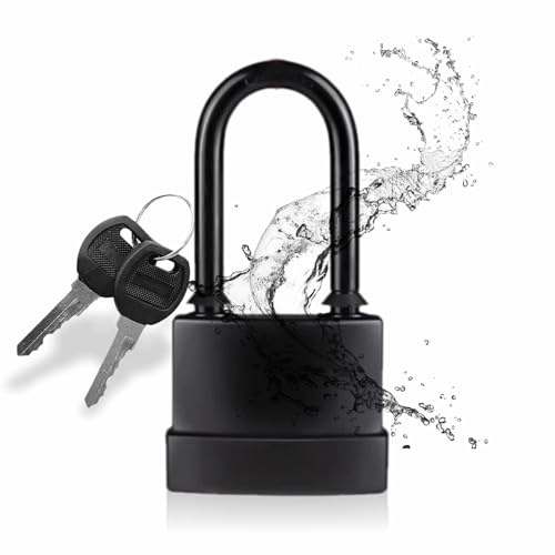 LORD C Cadenas d'extérieur robuste et étanche à anse longue avec 2 clés, serrure de sécurité en acier de haute sécurité, serrures de 45 mm pour hangar, garage, portail de jardin, chaîne de porte, sécu
