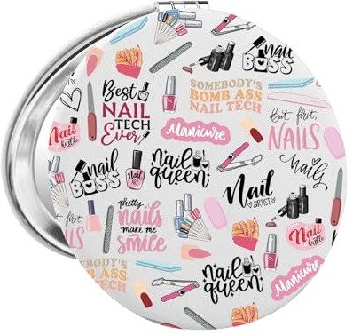 FUNYSO Nail Tech Lover Gift Nail Technician Gift Nail Tech Quotes Inspired Makeup Mirror for Nail Artist (Nail Tech UK)