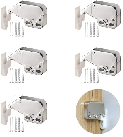 5 Pezzi mini chiusura porta,ferma porta push pull per ante,mini fermo a molla chiusura dell'armadio,chiusura dell'anta dell'armadio a molla,Scrocco a Molla Per Armadi,calamite per mobili chiusura