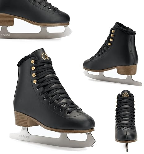 ATTABO Figure Skating Ice Skates Children ISLA Black Size 31 EU Stainless Steel Blade Ideal for Beginners or Advanced Skates PVC Upper Strong Ankle Support Stability and Comfort