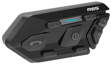 WAYXIN R6S Motorrad Headset Bis zu 6 Motorräder anschließbarr 1200M Wireless Kommunikationssystem für 2 Personen mit Sprachassistent Wasserdicht Freisprecheinrichtung Musikanrufsteuerung