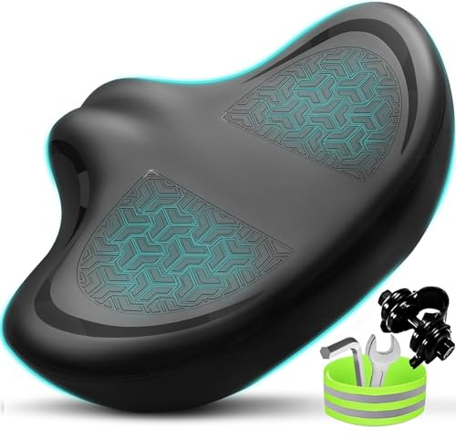 New Noseless Bike Seat Cushion for Men & Women - Extra Padding & Comfort Wide Bicycle Seat, Comfortable Saddle for Peloton Bikes, Electric Bikes, Cruiser Bikes, Exercise Bikes