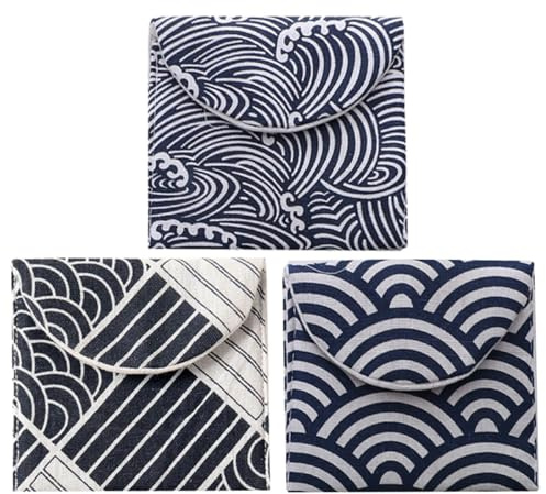 YARNOW Bolsa para Compresas Menstruales 3 Piezas Tela Resistente Ligera Cremallera Práctica para Almacenamiento Higiénico de Toallas Sanitarias y Compresas de Lactancia Color Aleatorio