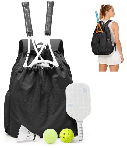 BJLFS Bolsa de Tenis, Mochila de Tenis para Mujeres y Hombres, Bolsa Grande de Pickleball，Adecuado para Uso Deportivo Diario, Puede Contener Vasos de Agua, Toallas, Ropa，2 Raquetas