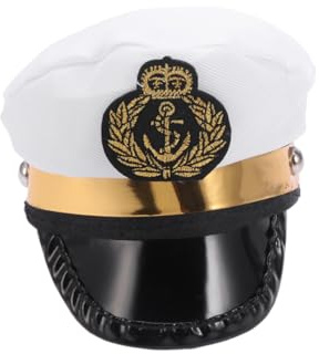 KALLORY Cappello da Capitano per Animali Domestici in Poliestere, Cappellino Comodo per Cuccioli e Gatti, Accessorio per Mascherate e Servizio Fotografico Colore Casuale