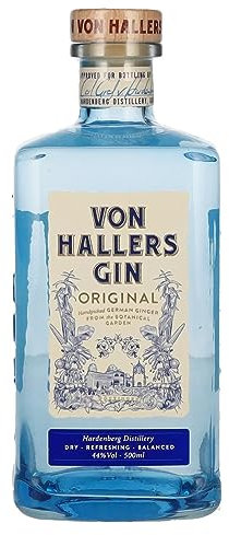 VON HALLERS GIN Original I London Dry Gin I Handgepflückte Botanicals aus dem botanischen Garten in Göttingen I Erfrischender Gin mit Zitrusnote und Kalamus I 44% Vol. I 0,5 l