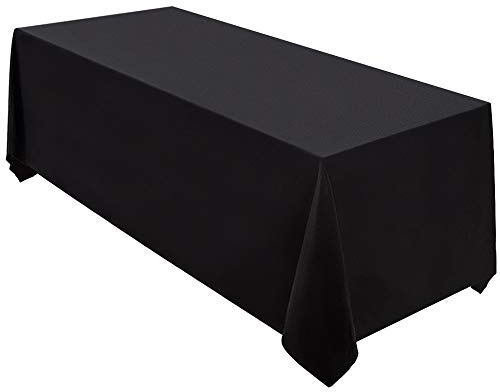 Surmente Black Tablecloth 90 x 156-inch Rectangular Polyester Table Cloth for Weddings, Banquets, or Restaurants