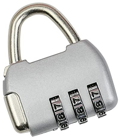 HMF Vintage deco kombinationslås hänglås | 3 Siffrig | 4,3 x 3,5 x 1,2 cm | Silver