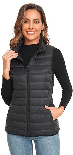 Obosoyo Women's Ultra Light Short Down Vest Winter Packable Down Jacket Lightweight Outdoor Puffer Vest Coat 2023