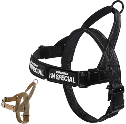 Pettorina regolabile per cani di piccola, media e grande taglia, riflettente, anti-fuga senza tiraggio, pettorina per cani da caccia, addestramento, attività all'aperto, nero, taglia XL (Nero-S)'