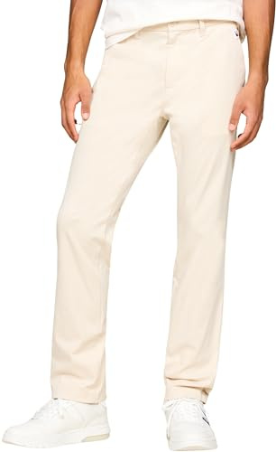 Tommy Jeans Pantalón Chino Hombre TJM Austin Lightweight Chino Slim Fit, Marfil (Newsprint), 28W/36L