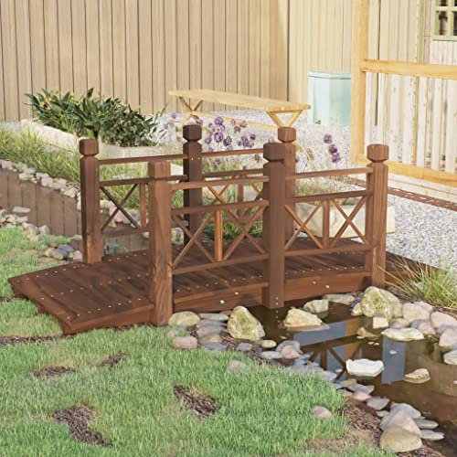 TEKEET Pont de jardin en épicéa massif avec balustrades 150 x 67 x 56 cm