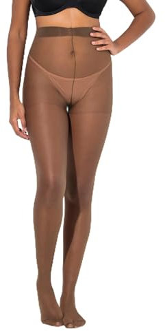 Ulla Popken Damen Strumpfhose, 3er-Pack, Helanca, 20 den, braun, 44/46