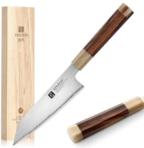 XINZUO 16,5 cm Kiritsuke Japanskt pulverstål ZDP-189 kökskniv, handsmidda knivar skärpa knivar, Gyuto kockkniv, professionell kökskniv - öken handtag järn