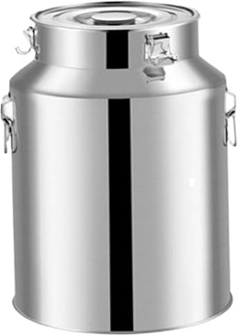 Hsivtns Bidon A Lait, Transport Bidon en Acier Inoxydable avec Couvercle Hermétique, Peut Être Utilisé pour Stocker des Liquides et des Solides, Très Pratique,silver-5L