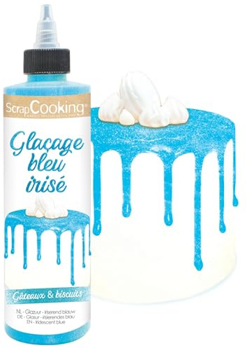 ScrapCooking - Glaçage Bleu Irisé Prêt à l’Emploi 140 g - Séchage Rapide - Nappage Pour Pâtisseries, Gâteaux, Biscuits, Desserts, Dripcake - Effet Rose Brillant - 4714