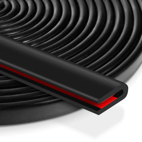 Perfil Protector de Bordes en U Autoadhesivo, Moldura de Goma de Alta Densidad para Puertas de Coche, Chapa Metálica y Vidrio, Protección Resistente contra Golpes y Arañazos
