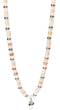 Purelei® Seafoam Collier de perles élégant avec pendentif coquillage en acier inoxydable doré, argenté ou or rose, 40-45 cm, jade quartzite et acier inoxydable, design estival, Länge: 40 - 45 cm