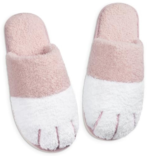 Wostock Zapatillas de Casa de Patas de Gato de Peluche para Mujeres Animales Cute Invierno Cálido Mousse de Memoria Suave Anti-Deslizante Cómoda para Chicas Huéspedes Interior Exterior