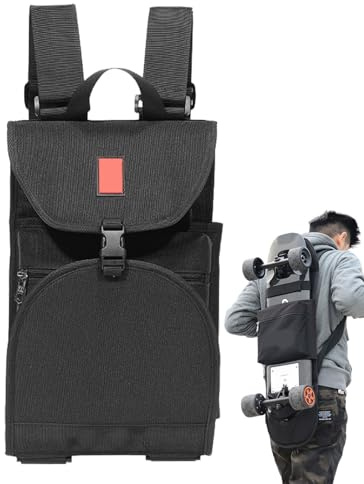 Sacs de skateboard sans main, sac à dos multifonctionnel de skateboard avec double bandoulière, poche intérieure zippée | Baies en plein air pour l'université, l'école, l'entreprise, les