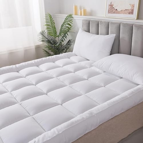 Mattress Topper 10cm Extra Deep hotel quality Mattress Enhancer Box Stitched Mattress Pad with Strong Corner Elastic Straps - Microfibre Topper 4 Inch/10cm (Small Double/4FT)