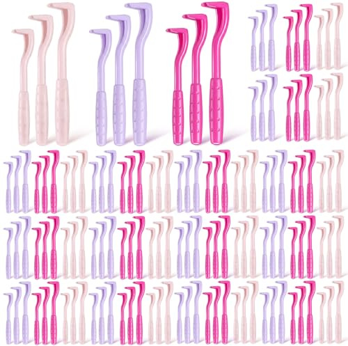 Ferrochef 120 Pcs Bulk Tick Removal Tool for Pet Stores Plastic Tick Remover Quick Puller Removal Grabber for Pet Dog Cat Human, 3 Sizes(Rose Red,Pink,Purple)
