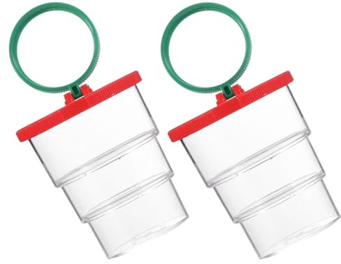 HOOTNEE Caja de Observación de Insectos para Niños Lupa 3X, Material Abs y Acrílico, Fácil de Transportar, Adecuado para Experimentos Escolares y Camping, Pack de 2 Piezas