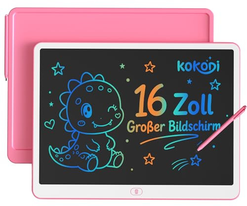 KOKODI LCD Drawing Tablet 16 Inch for Girls Boys, Christmas Birthday Gift for Kids Adults, Toys Gifts for 4 5 6 7 8 9 Years Old Children, Drawing Boards Kids Educational Reusable (Pink)