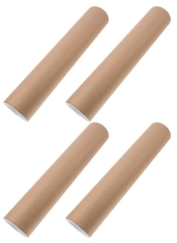 NIYANGLE 4 Tubi di Cartone Kraft per Spedizione e Conservazione Poster 33x6,5 Cm Tappi, Tubo per Spedizione Poster Resistente Agli Urti, per Documenti e Opere D’arte