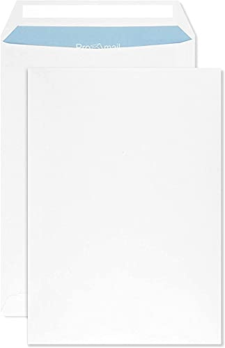 Netuno 50 sobres blanco B5 176 x 250 mm 90 g papel con impresión interior azul sin ventana solapa recta cierre autoadhesivo