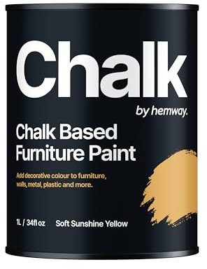 Chalk Based Furniture Paint, Soft Sunshine Yellow 1L, Matt Finish Shabby Chic, Chalk Paint Furniture & Walls, Quick Dry & 1 Coat, Hemway